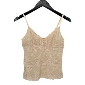 Vintage Banana Republic Y2K Stretch Lace Camisole Sheer Ivory Cream Small